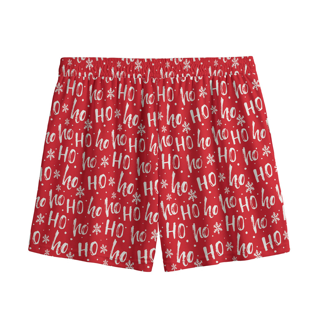 Christmas Santa Laugh Pattern Print Mesh Shorts