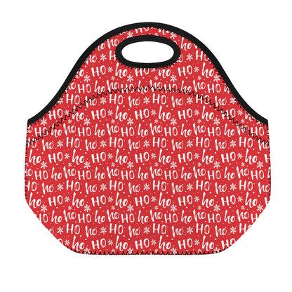 Christmas Santa Laugh Pattern Print Neoprene Lunch Bag