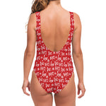 Christmas Santa Laugh Pattern Print One Piece Swimsuit