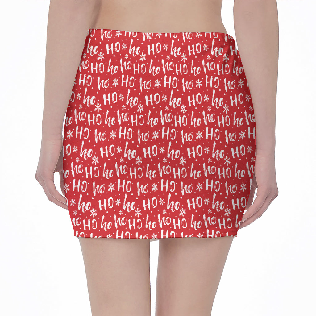 Christmas Santa Laugh Pattern Print Pencil Mini Skirt
