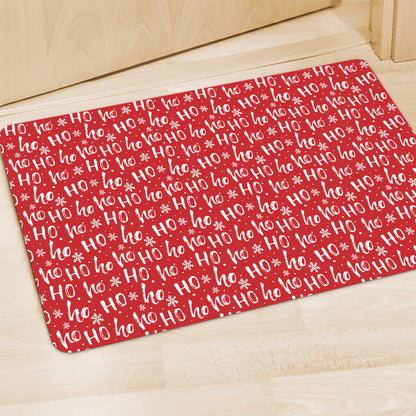 Christmas Santa Laugh Pattern Print Polyester Doormat