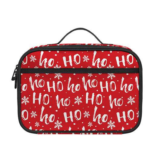Christmas Santa Laugh Pattern Print Portable Lunch Bag