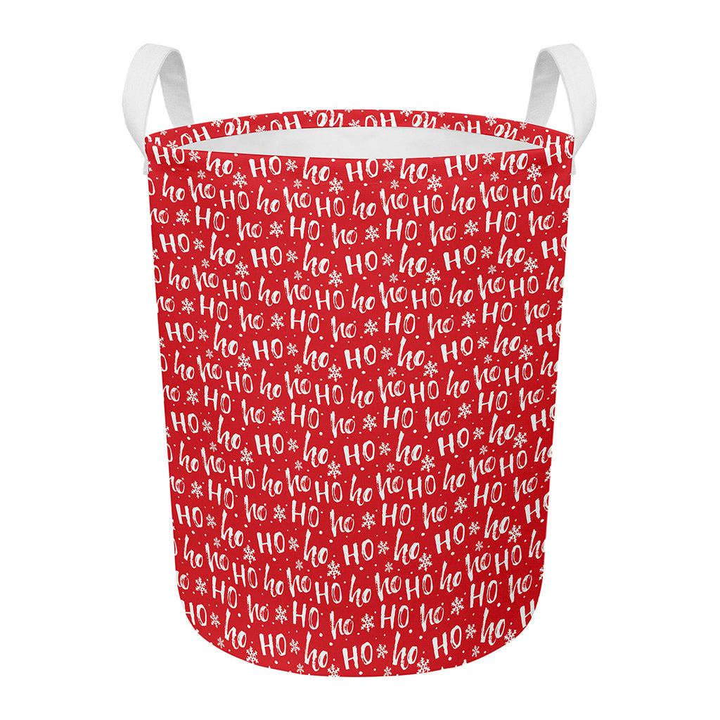 Christmas Santa Laugh Pattern Print Round Laundry Basket