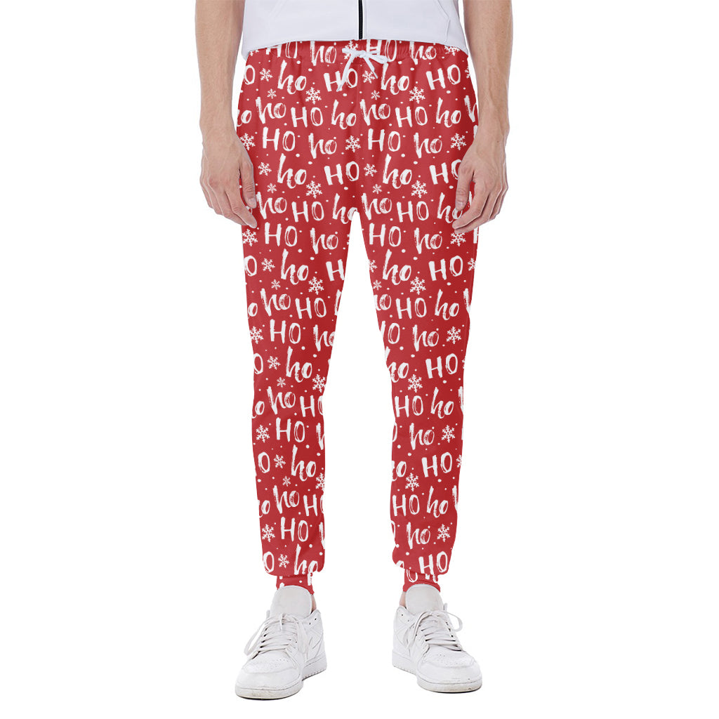 Christmas Santa Laugh Pattern Print Scuba Joggers