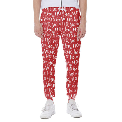 Christmas Santa Laugh Pattern Print Scuba Joggers