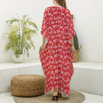 Christmas Santa Laugh Pattern Print Silk V-Neck Kaftan Dress