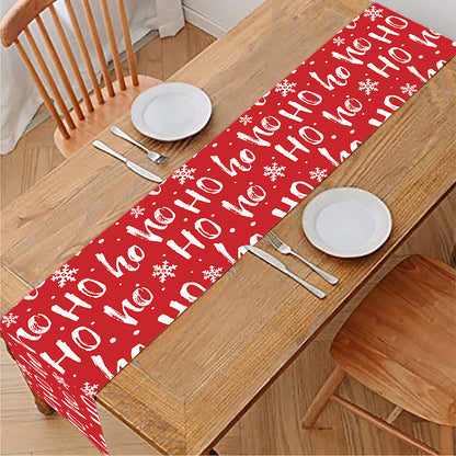 Christmas Santa Laugh Pattern Print Table Runner