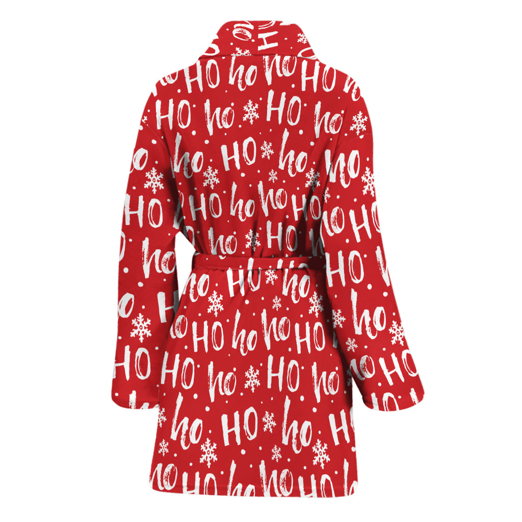 Christmas Santa Laugh Pattern Print Women's Bathrobe