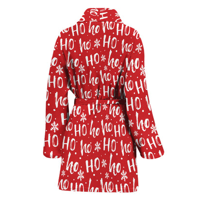 Christmas Santa Laugh Pattern Print Women's Bathrobe