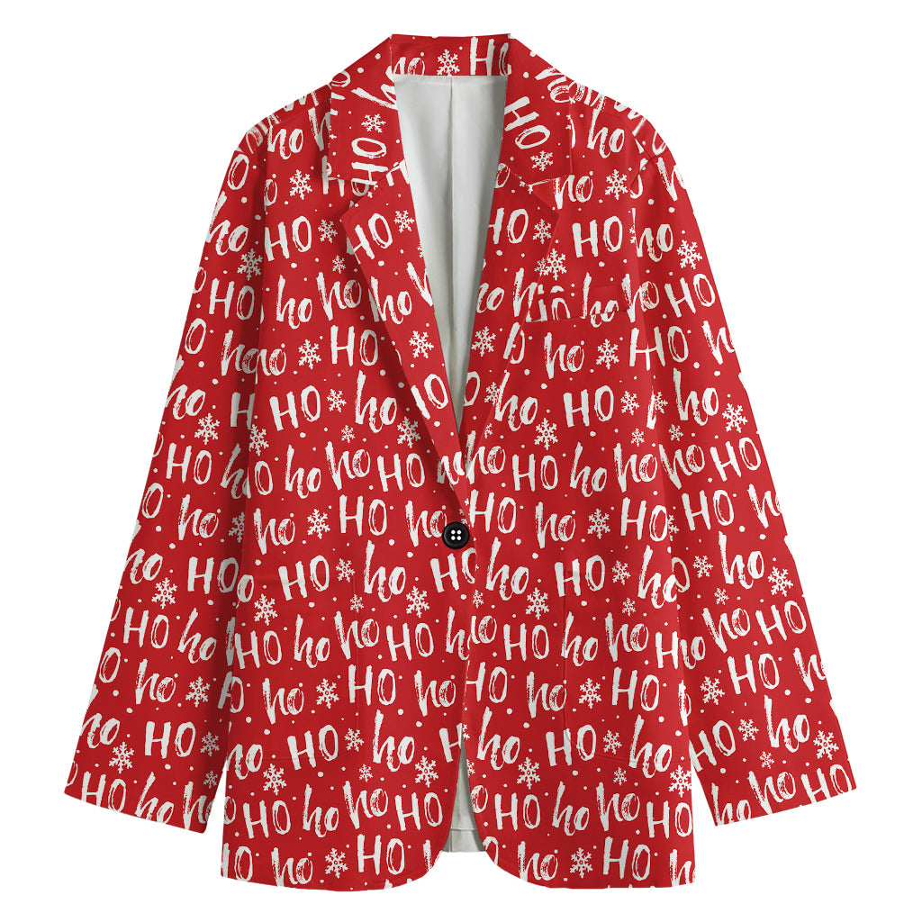 Christmas Santa Laugh Pattern Print Women's Cotton Blazer