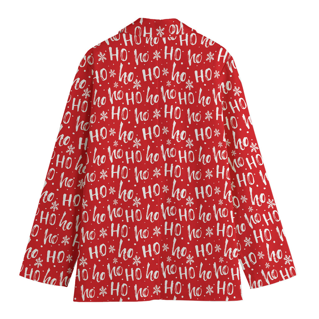 Christmas Santa Laugh Pattern Print Women's Cotton Blazer