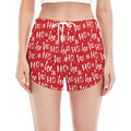 Christmas Santa Laugh Pattern Print Women's Split Running Shorts