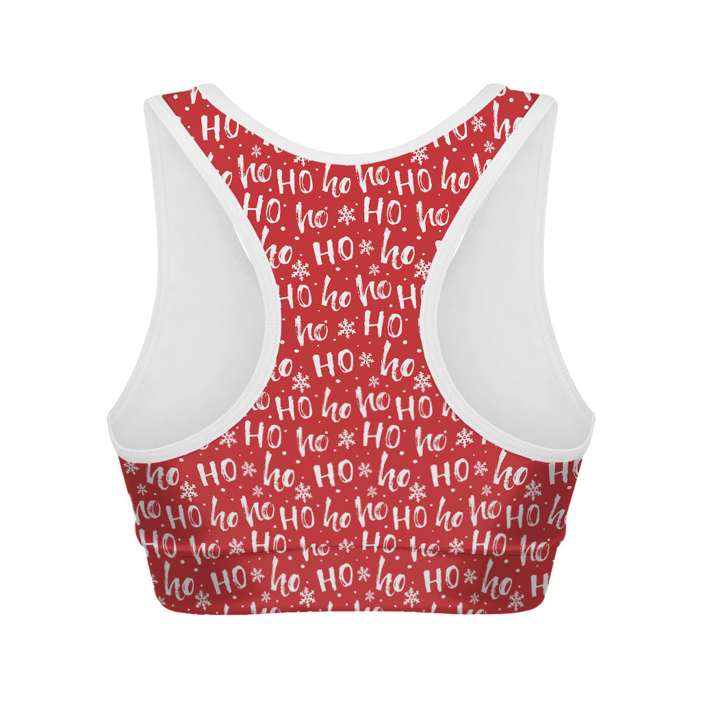 Christmas Santa Laugh Pattern Print Women's Sports Bra