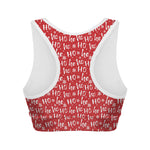 Christmas Santa Laugh Pattern Print Women's Sports Bra