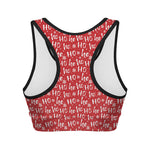 Christmas Santa Laugh Pattern Print Women's Sports Bra