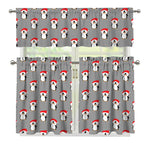Christmas Santa Penguin Pattern Print 3 Piece Kitchen Curtains