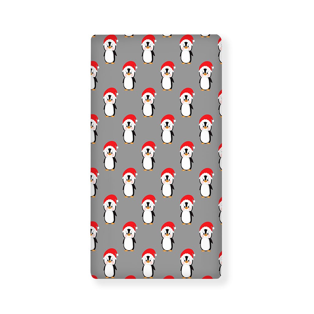 Christmas Santa Penguin Pattern Print Baby Crib Sheet