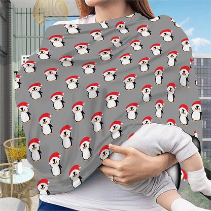 Christmas Santa Penguin Pattern Print Baby Seat Cover