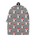 Christmas Santa Penguin Pattern Print School Backpack