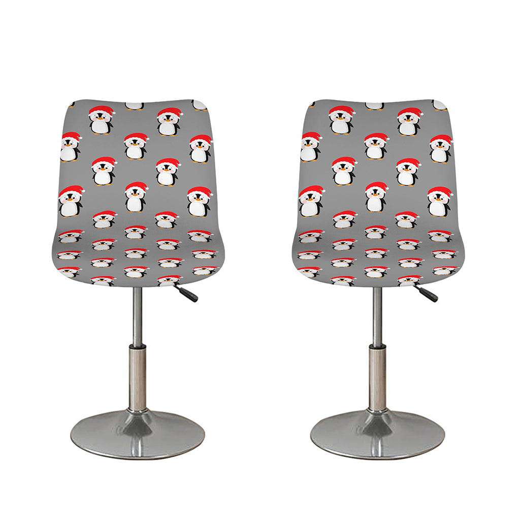 Christmas Santa Penguin Pattern Print Bar Stool Covers