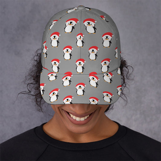 Christmas Santa Penguin Pattern Print Baseball Cap