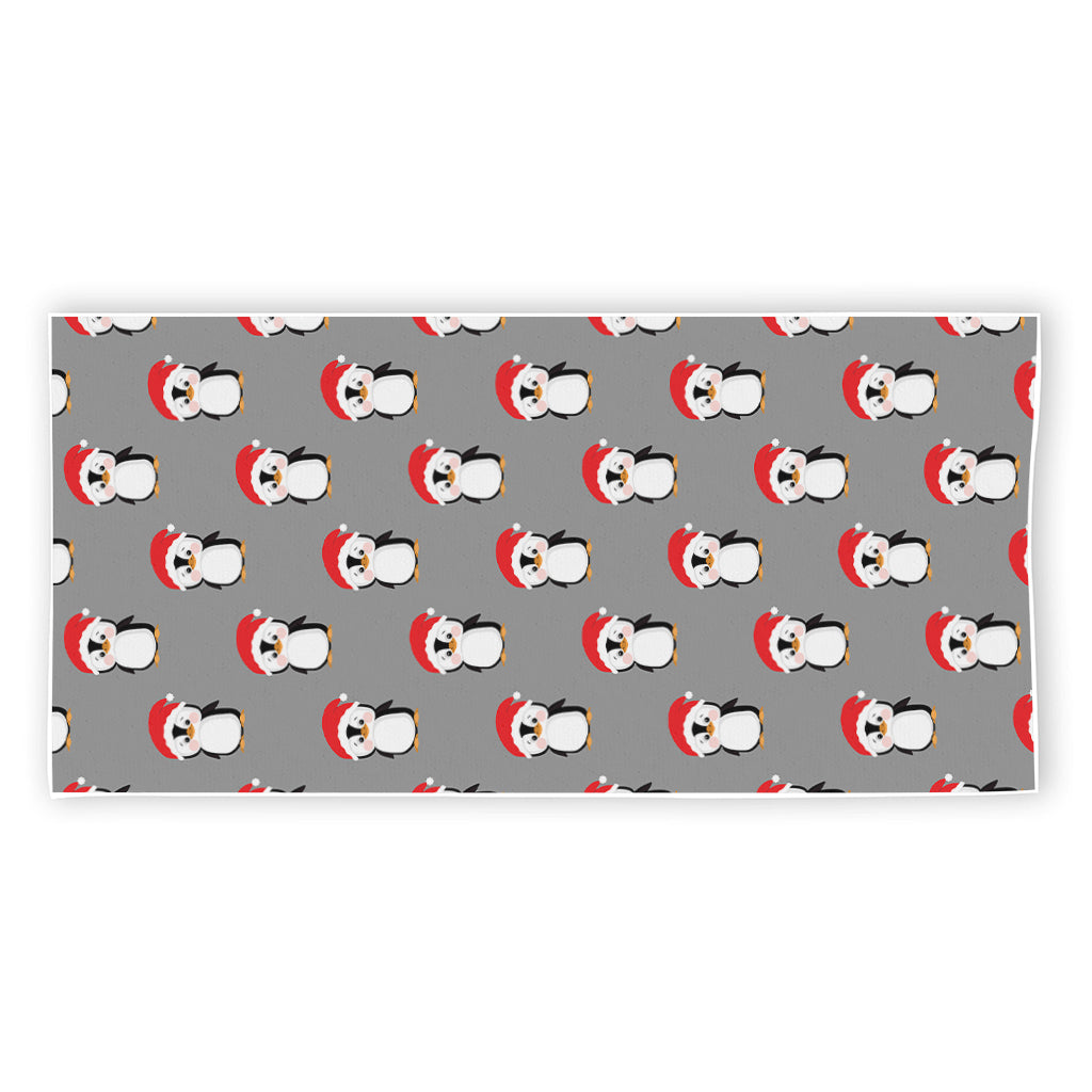 Christmas Santa Penguin Pattern Print Beach Towel