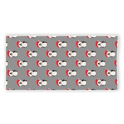 Christmas Santa Penguin Pattern Print Beach Towel