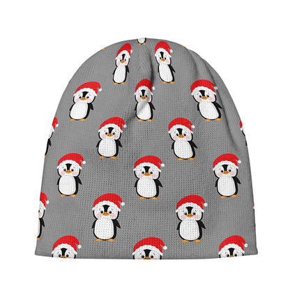 Christmas Santa Penguin Pattern Print Beanie