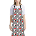 Christmas Santa Penguin Pattern Print Bib Apron With Pocket