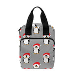 Christmas Santa Penguin Pattern Print Bible Tote Bag
