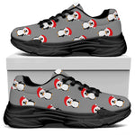 Christmas Santa Penguin Pattern Print Black Chunky Shoes