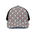 Christmas Santa Penguin Pattern Print Black Mesh Trucker Hat