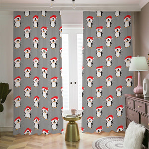 Christmas Santa Penguin Pattern Print Blackout Pencil Pleat Curtains