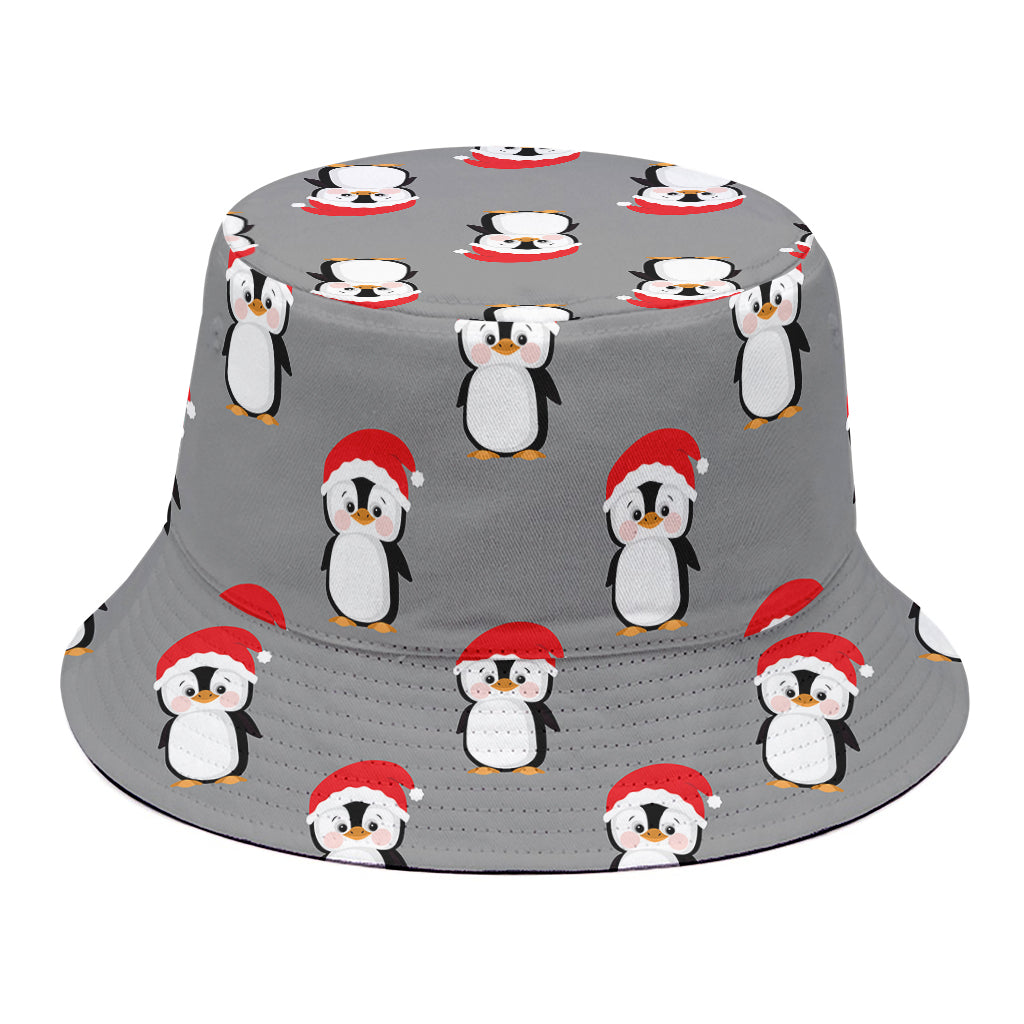 Christmas Santa Penguin Pattern Print Bucket Hat
