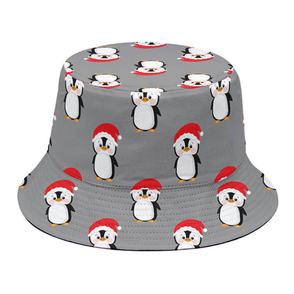 Christmas Santa Penguin Pattern Print Bucket Hat