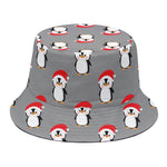 Christmas Santa Penguin Pattern Print Bucket Hat