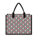Christmas Santa Penguin Pattern Print Canvas Tote Bag