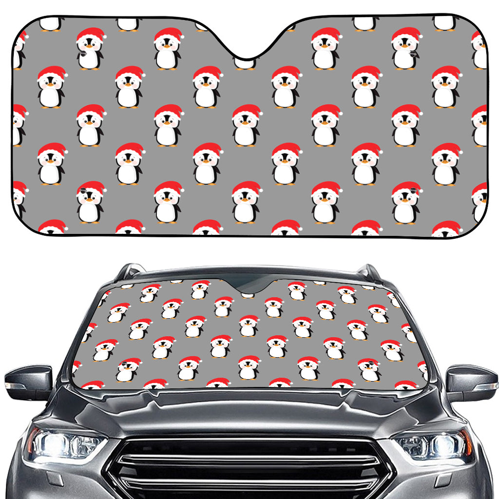 Christmas Santa Penguin Pattern Print Car Windshield Sun Shade