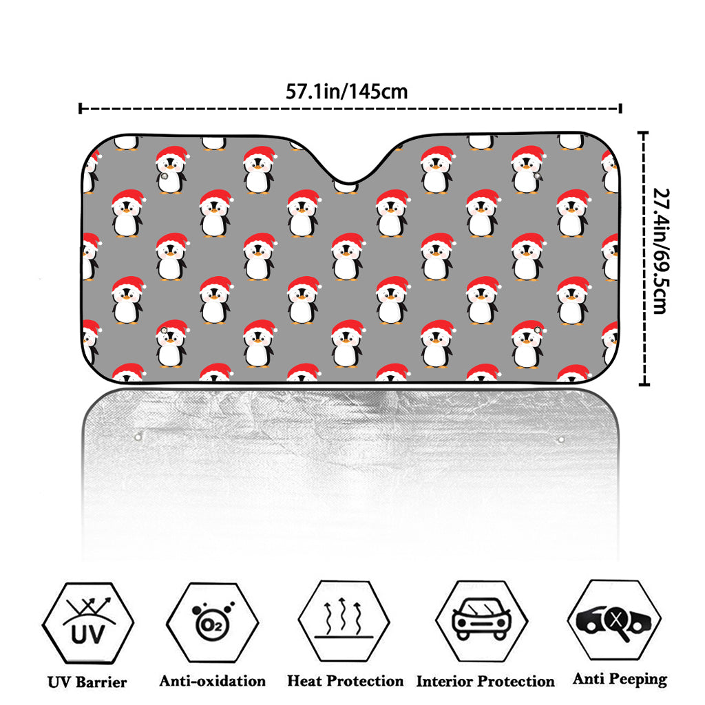 Christmas Santa Penguin Pattern Print Car Windshield Sun Shade