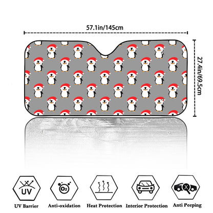 Christmas Santa Penguin Pattern Print Car Windshield Sun Shade