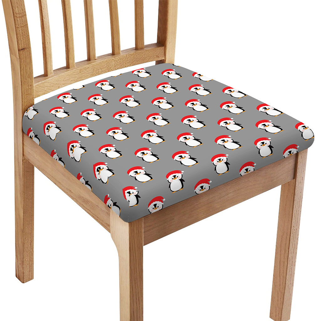 Christmas Santa Penguin Pattern Print Chair Cushion Cover