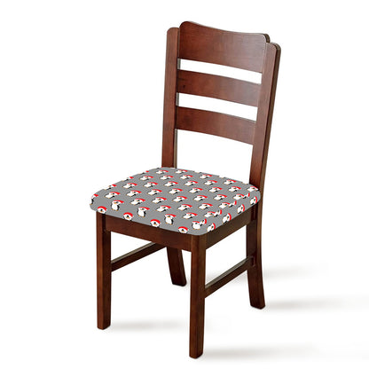 Christmas Santa Penguin Pattern Print Chair Cushion Cover