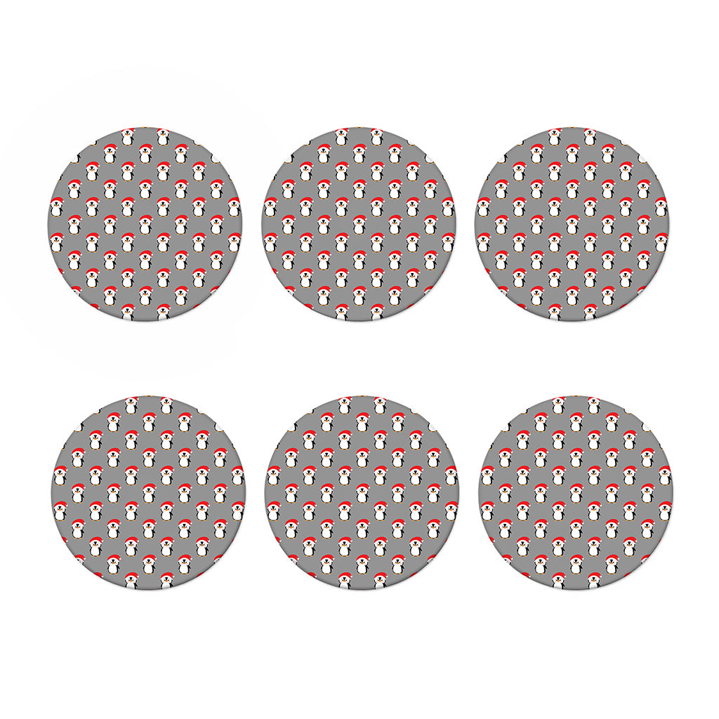 Christmas Santa Penguin Pattern Print Coaster Set