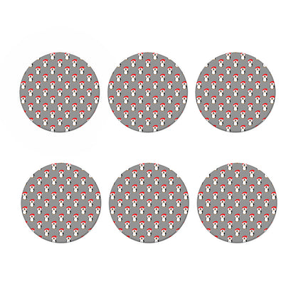 Christmas Santa Penguin Pattern Print Coaster Set