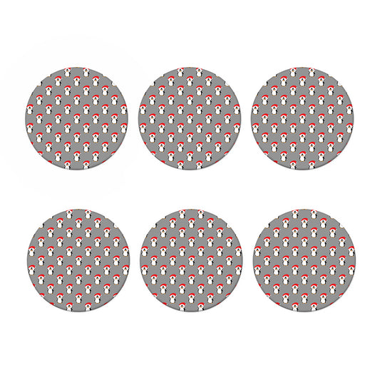 Christmas Santa Penguin Pattern Print Coaster Set