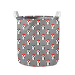 Christmas Santa Penguin Pattern Print Collapsible Laundry Basket