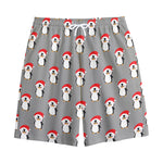 Christmas Santa Penguin Pattern Print Cotton Shorts