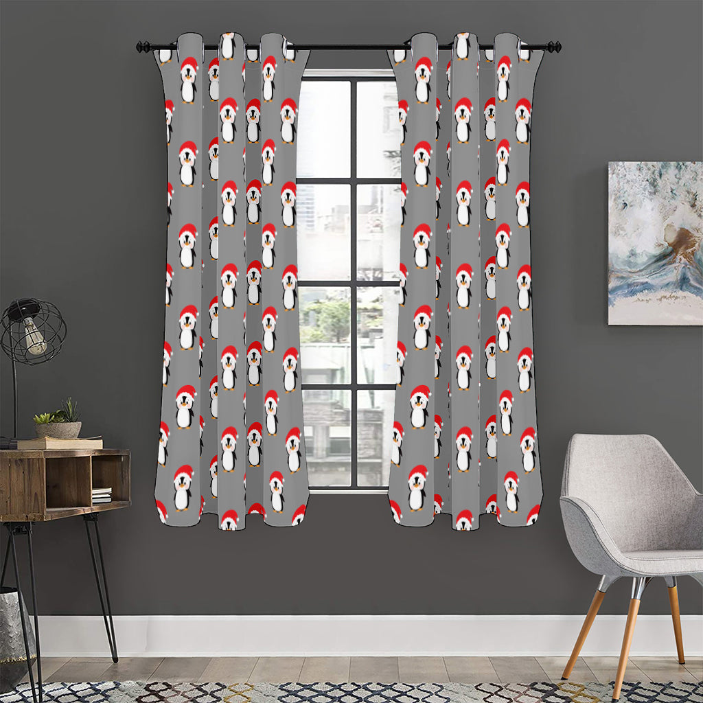 Christmas Santa Penguin Pattern Print Curtain