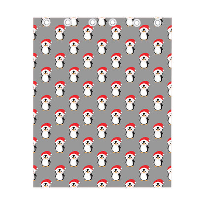 Christmas Santa Penguin Pattern Print Curtain