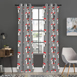 Christmas Santa Penguin Pattern Print Curtain